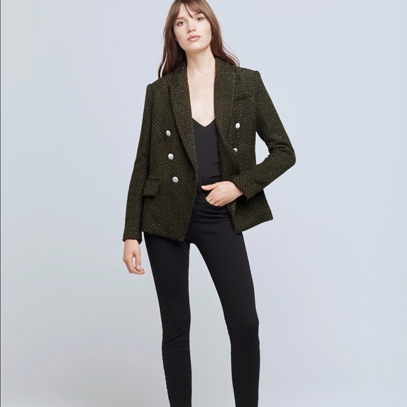 L’AGENCE Kenzie Double Breasted Tweed Shimmer Blazer - Picture 6 of 10
